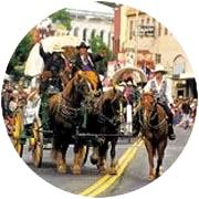Hwy 50 Wagon Train comes down Placerville's Main Street